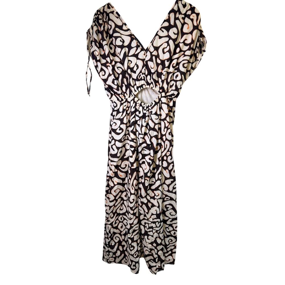 Sincerely Jules Abstract Print Cutout Maxi Dress Women’s Small Black Cream - Picture 4 of 4